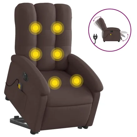 Fauteuil inclinable de massage électrique Marron foncé Tissu 2