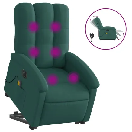Fauteuil inclinable de massage électrique Vert foncé Tissu 2