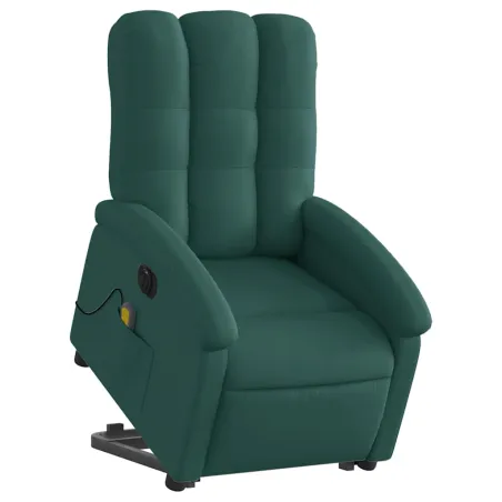 Fauteuil inclinable de massage électrique Vert foncé Tissu
