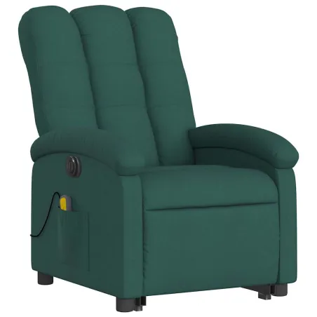 Fauteuil inclinable de massage électrique Vert foncé Tissu