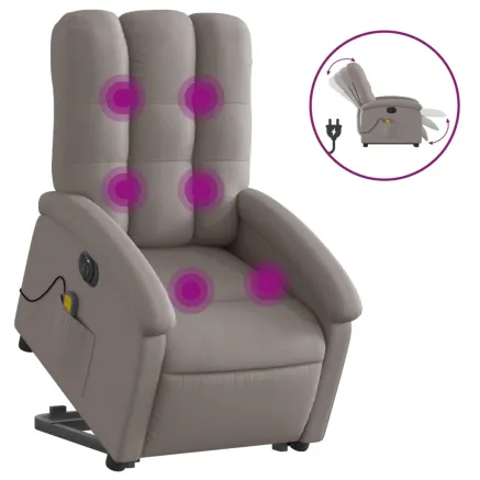 Fauteuil inclinable de massage électrique Taupe Tissu 2