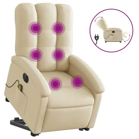 Fauteuil inclinable de massage électrique Crème Tissu