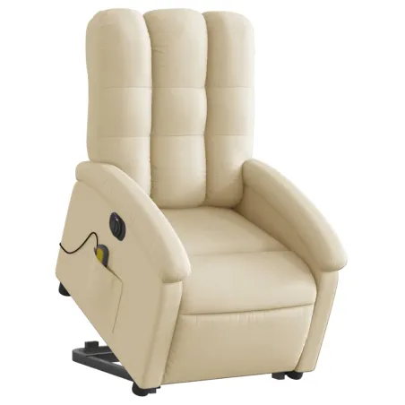 Fauteuil inclinable de massage électrique Crème Tissu