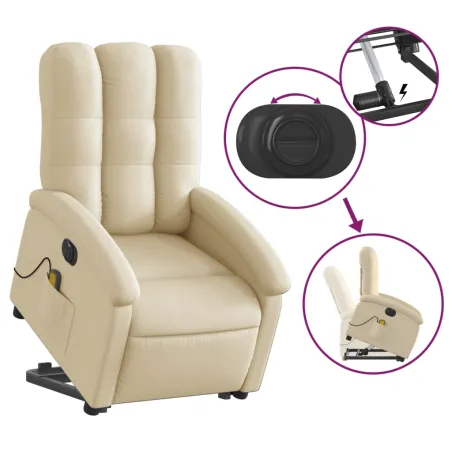 Fauteuil inclinable de massage électrique Crème Tissu