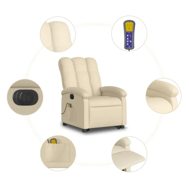 Fauteuil inclinable de massage électrique Crème Tissu