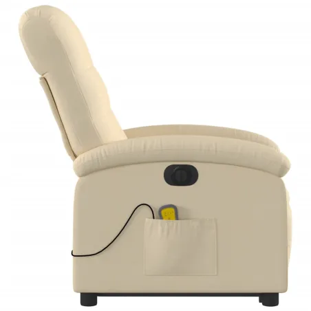 Fauteuil inclinable de massage électrique Crème Tissu