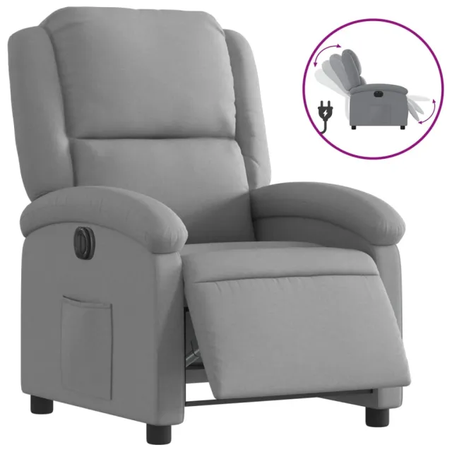 Fauteuil inclinable électrique Gris clair Tissu