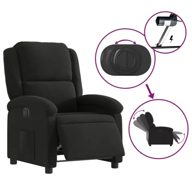Fauteuil inclinable électrique Noir Tissu