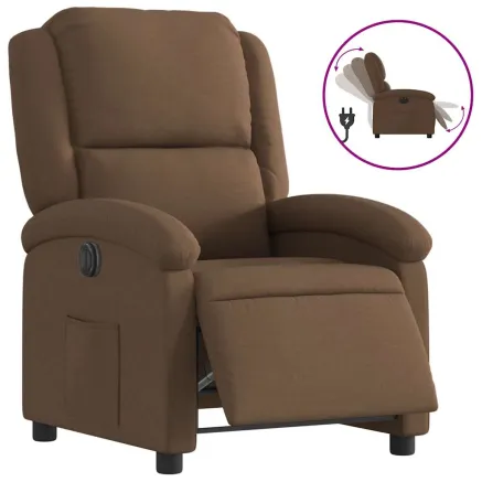 Fauteuil inclinable électrique Marron Tissu 2