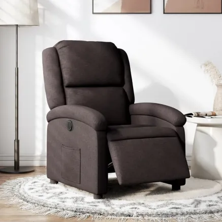 Fauteuil inclinable électrique Marron foncé Tissu