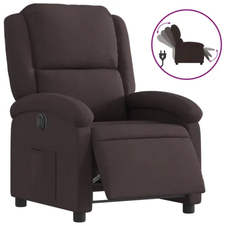 Fauteuil inclinable électrique Marron foncé Tissu