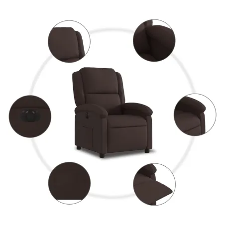 Fauteuil inclinable électrique Marron foncé Tissu