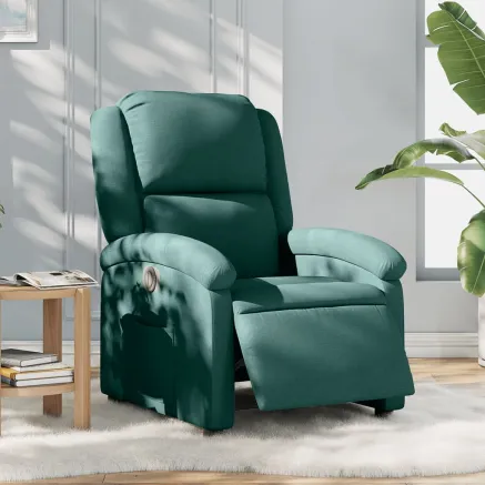 Fauteuil inclinable électrique Vert foncé Tissu