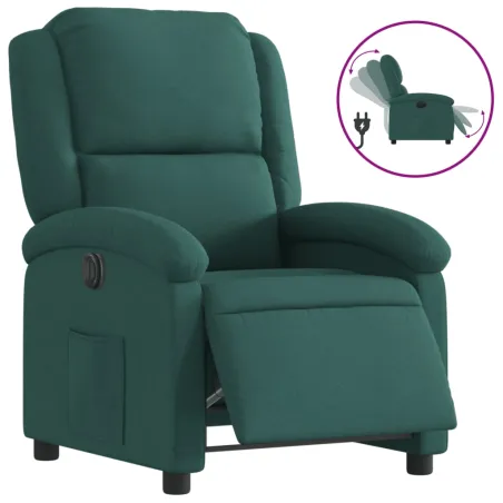 Fauteuil inclinable électrique Vert foncé Tissu