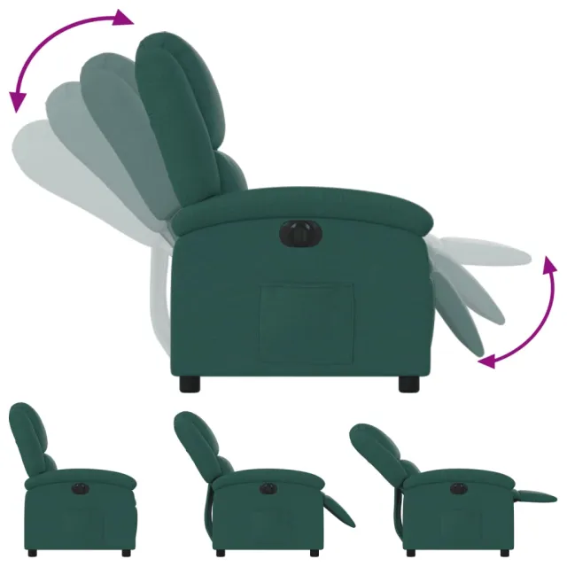 Fauteuil inclinable électrique Vert foncé Tissu
