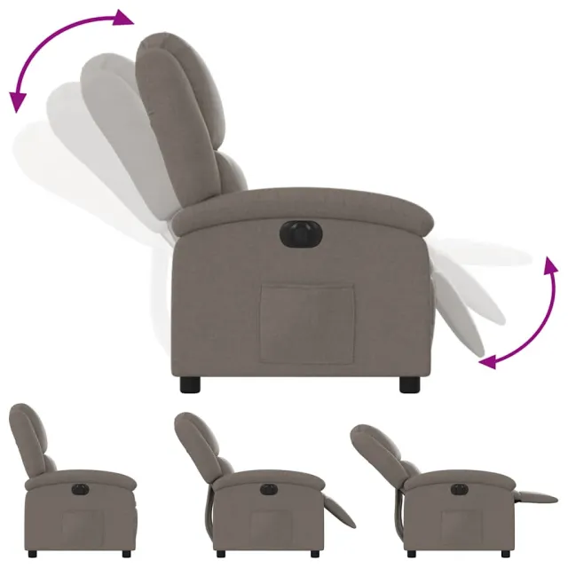 Fauteuil inclinable électrique Taupe Tissu