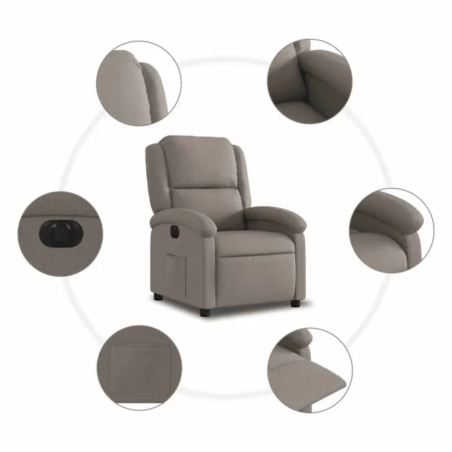 Fauteuil inclinable électrique Taupe Tissu