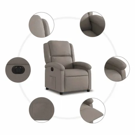 Fauteuil inclinable électrique Taupe Tissu