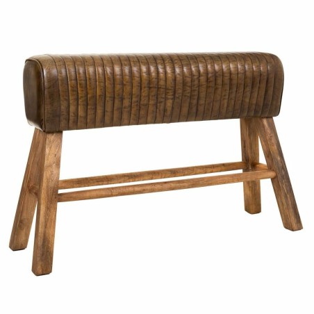 Hocker Alexandra House Living Braun natürlich Leder Mango-Holz 35 x 7