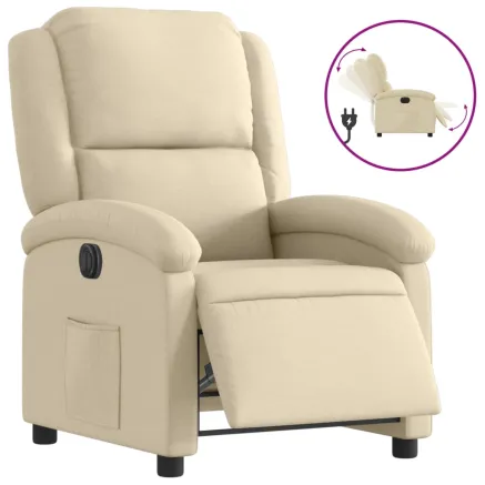 Fauteuil inclinable électrique Crème Tissu 2