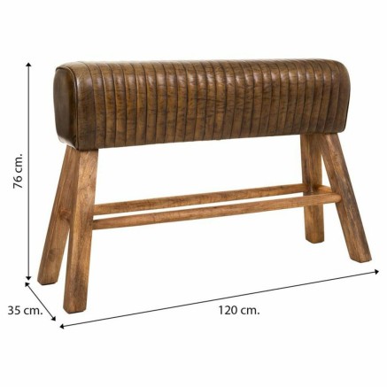 Hocker Alexandra House Living Braun natürlich Leder Mango-Holz 35 x 7 2