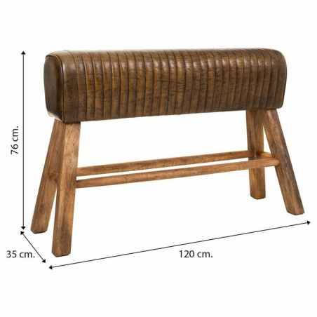 Hocker Alexandra House Living Braun natürlich Leder Mango-Holz 35 x 7