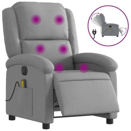Fauteuil de massage inclinable électrique gris clair tissu 2