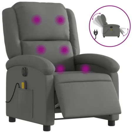 Fauteuil inclinable de massage électrique gris foncé tissu