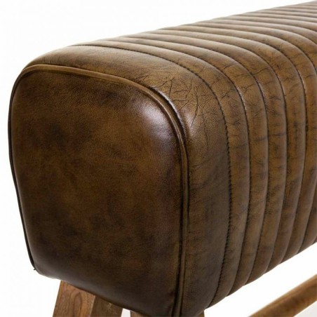 Banqueta Alexandra House Living Marrón Natural Cuero Madera de mango