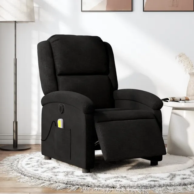 Fauteuil de massage inclinable électrique Noir Tissu