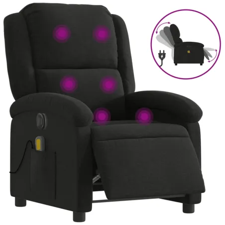 Fauteuil de massage inclinable électrique Noir Tissu