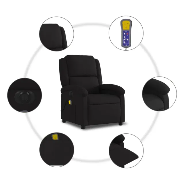 Fauteuil de massage inclinable électrique Noir Tissu