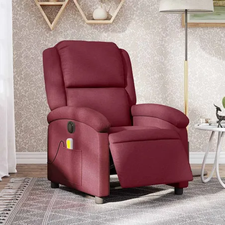 Fauteuil de massage inclinable électrique Rouge bordeaux Tissu