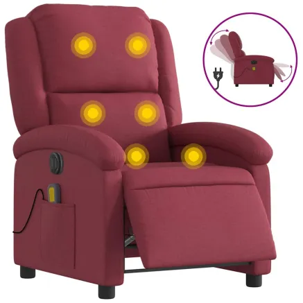 Fauteuil de massage inclinable électrique Rouge bordeaux Tissu 2