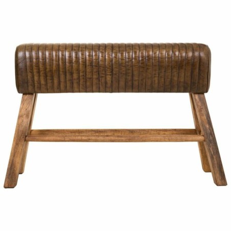 Hocker Alexandra House Living Braun natürlich Leder Mango-Holz 35 x 7