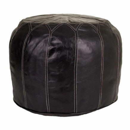 Poef Alexandra House Living Zwart Leer 48 x 35 x 48 cm