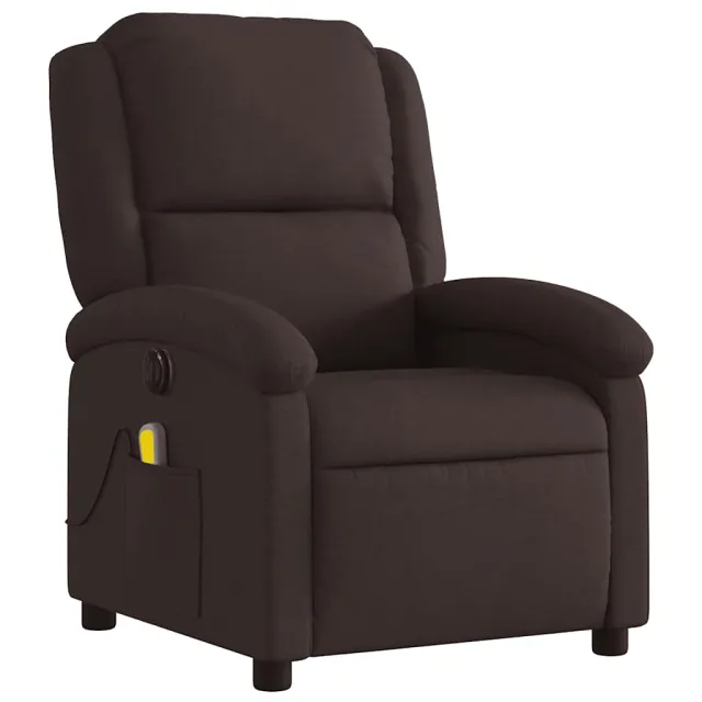 Fauteuil de massage inclinable électrique Marron foncé Tissu