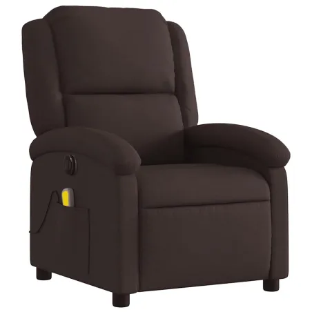Fauteuil de massage inclinable électrique Marron foncé Tissu
