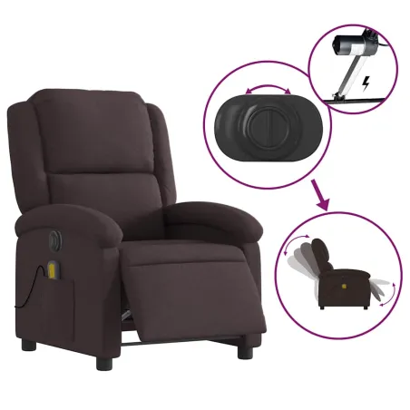 Fauteuil de massage inclinable électrique Marron foncé Tissu