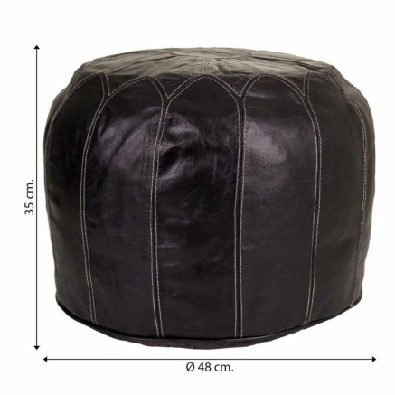 Pouf Alexandra House Living Noir Cuir 48 x 35 x 48 cm 2