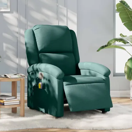 Fauteuil de massage inclinable électrique Vert foncé Tissu