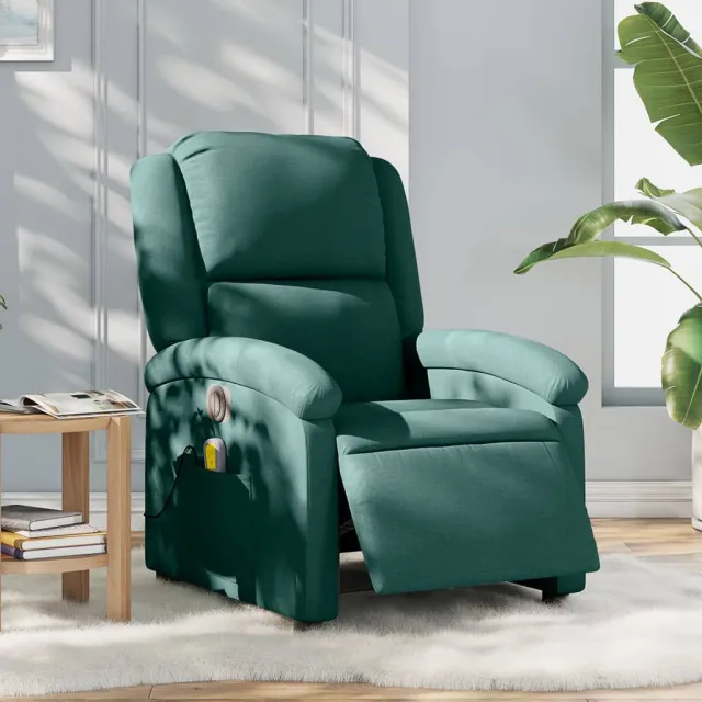 Fauteuil de massage inclinable électrique Vert foncé Tissu