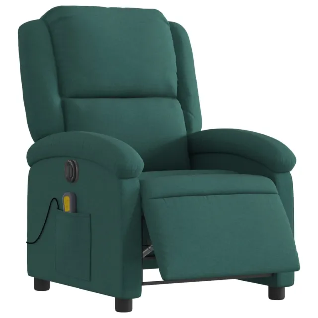 Fauteuil de massage inclinable électrique Vert foncé Tissu