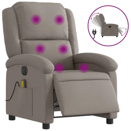 Fauteuil de massage inclinable électrique Taupe Tissu 2