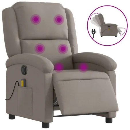 Fauteuil de massage inclinable électrique Taupe Tissu