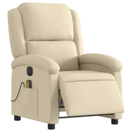 Fauteuil inclinable de massage électrique crème tissu
