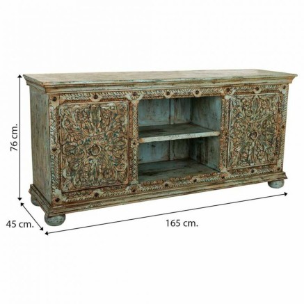 Credenza Alexandra House Living Azzurro Legno di mango 45 x 76 x 165 c 2