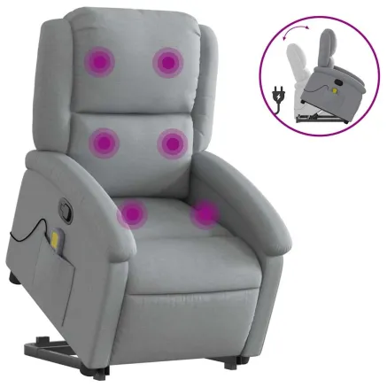 Fauteuil de massage inclinable Gris clair Tissu 2