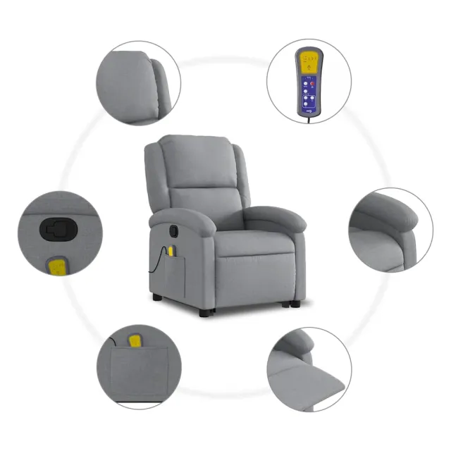 Fauteuil de massage inclinable Gris clair Tissu