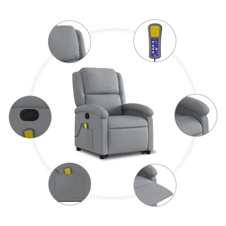 Fauteuil de massage inclinable Gris clair Tissu